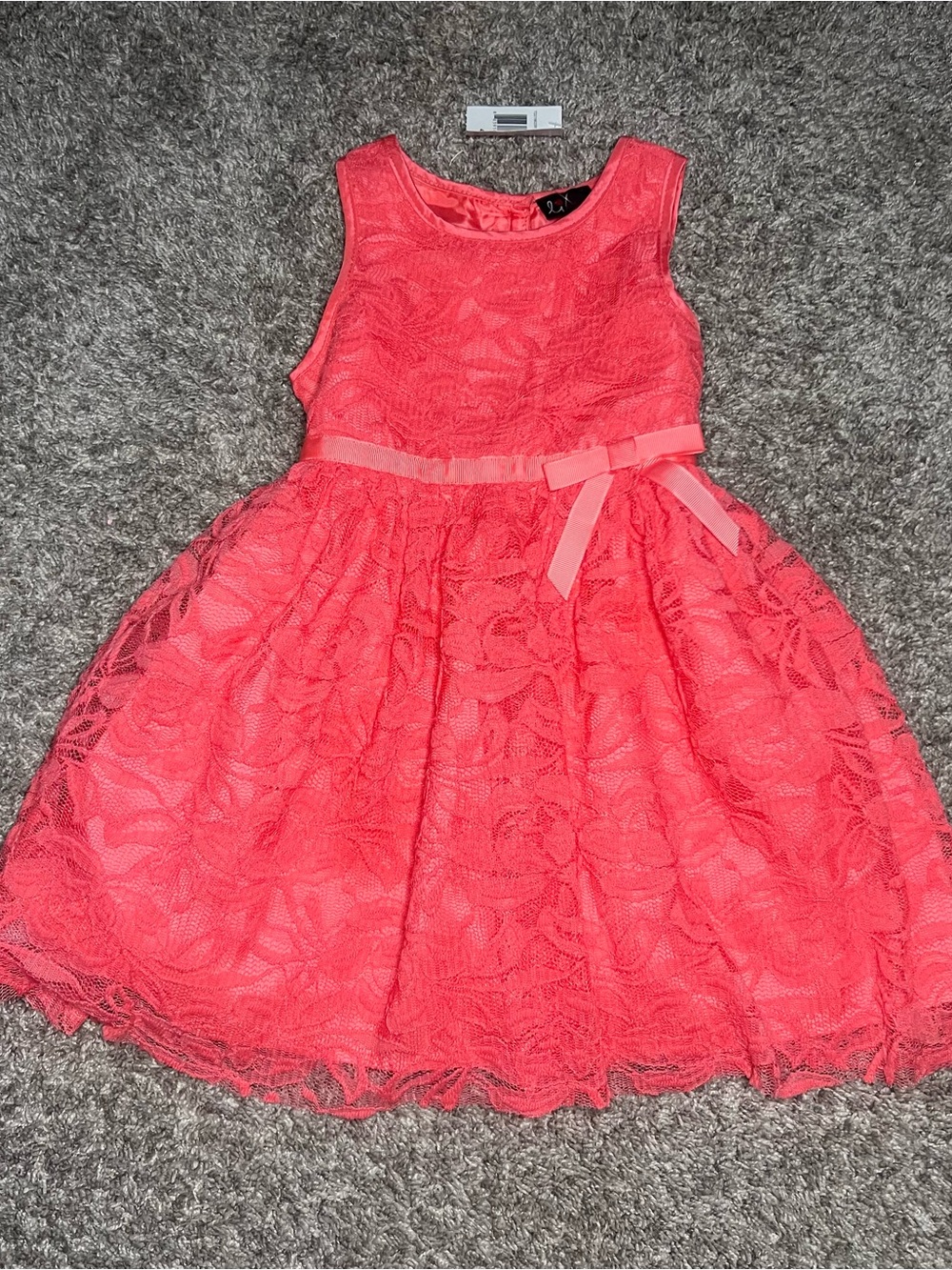 lilt Coral Lace Party Dress with Ribbon Bow